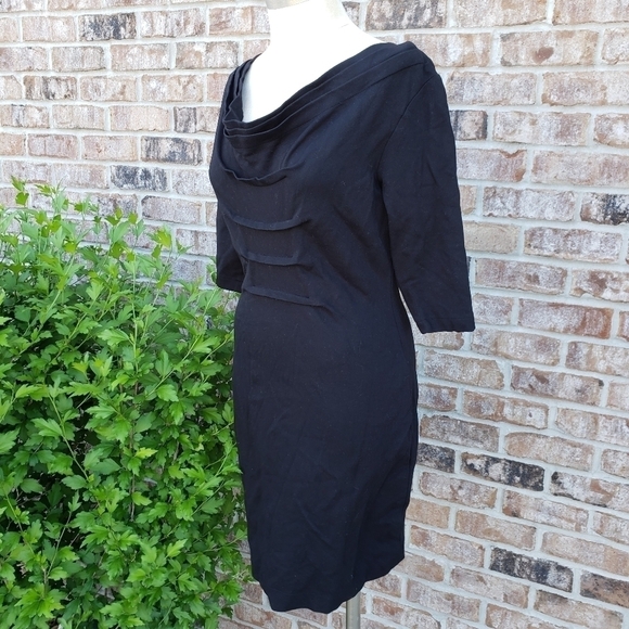 Taylor Swoon Neck 3/4 Sleeves Dress Black 6 - Picture 1 of 9